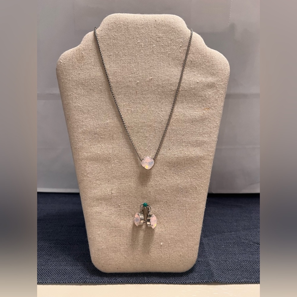 Sabika Fashion Jewelry - Pink Opal necklace and drop earrings